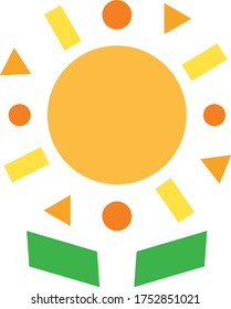 Cute abstract yellow sunflower icon