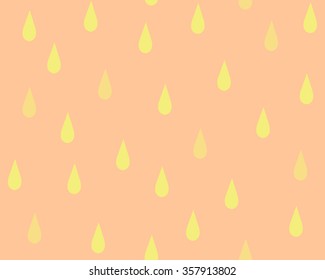 Cute abstract yellow water drop or raindrop on sweet pink orange background pattern seamless wallpaper. Vector art
