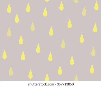 Cute abstract yellow water drop or raindrop on purple grey background pattern seamless wallpaper. Vector art