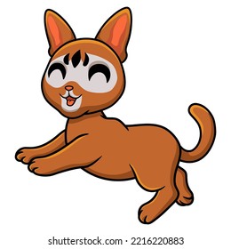 Cute abyssinian cat cartoon jumping