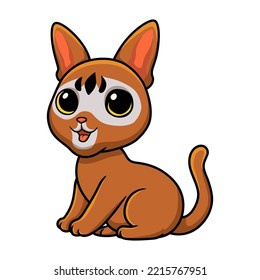 Cute abyssinian cat cartoon sitting