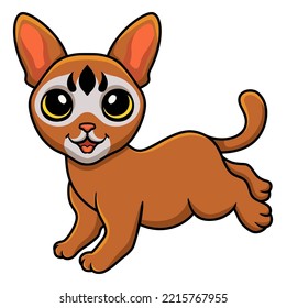 Cute abyssinian cat cartoon walking