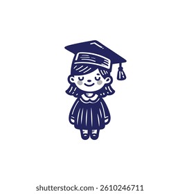 Cute Academic Girl Vector Image, Graduate Girl Vector Illustration, College Girl Avatar Vector Image, Education Girl Achieve Image Vector.