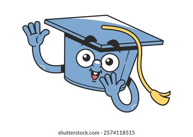 Cute academic graduation hat character