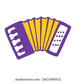 Cute accordion icon. Vector flat hand drawn musical instrument illustration in cartoon style