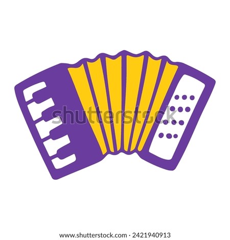 Cute accordion icon. Vector flat hand drawn musical instrument illustration in cartoon style
