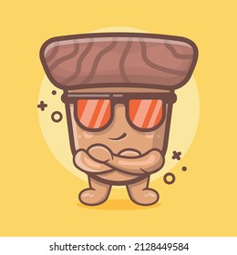 cute acorn character mascot with cool expression isolated cartoon in flat style design 