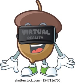 cute acorn with character mascot design virtual reality