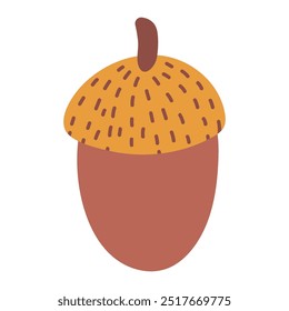 Süße Eichel. Isolierte Vektorgrafik für Herbstdesign