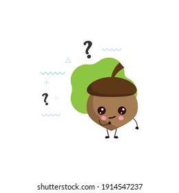bellota linda con el signo de interrogación.tarjeta o diseño de afiches.kawaii ilustración de dibujos animados.linda ilustración para niños