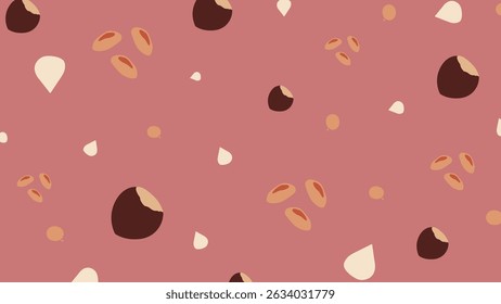 Cute acorns and seeds over a light cream surface. Ideal for fall themed designs, nature visuals, or childrens educational content.