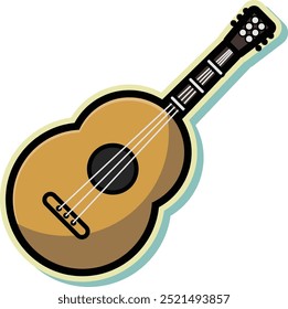 Cute acoustic guitar over white background vector illustration