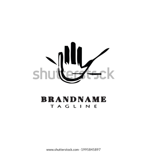 Cute Acupuncture Hand Logo Icon Design Stock Vector (Royalty Free