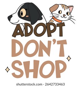 Cute Adoption Illustration of Dog and Cat Encouraging Responsible Pet Ownership and Animal Welfare