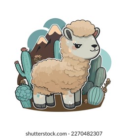 cute and adorable alpaca cartoon