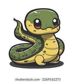 cute and adorable anaconda cartoon style