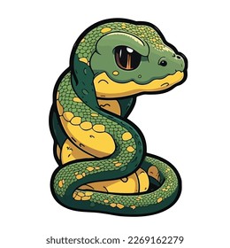 cute and adorable anaconda cartoon style