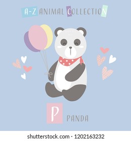 Cute adorable animals alphabet letter for children education A to Z Panda background