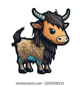 cute and adorable anoa cartoon 