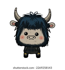 cute and adorable anoa cartoon 