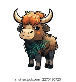 cute and adorable anoa cartoon