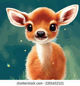 cute, adorable baby deer for children's books like illustration