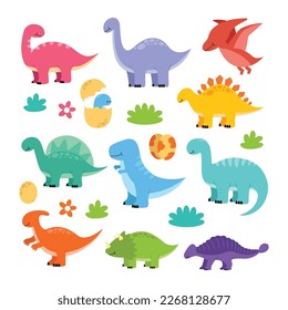 Cute adorable baby dinosaur character vector illustration