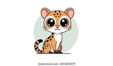 Cute Adorable Baby Leopard Cub Sitting with Big Eyes in a Gentle Circle Background