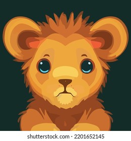 cute, adorable baby lion for children's books illustration