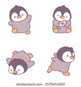 Cute and adorable baby penguin character illustration