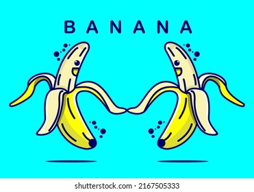 A cute adorable banana illustration. Can be used as a symbol and logo