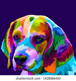 Cute and Adorable Beagle dog illustration on abstract pop art 