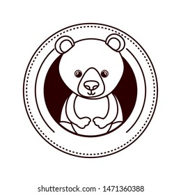 cute and adorable bear with circular frame