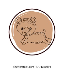cute and adorable bear with circular frame
