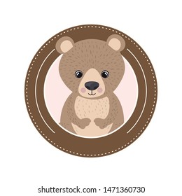 cute and adorable bear with circular frame
