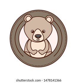 cute and adorable bear with circular frame