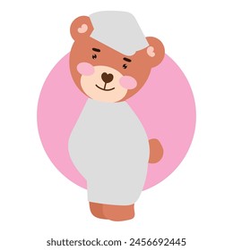 cute adorable bear with pajama white