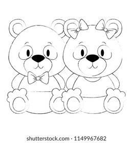 cute and adorable bears panda couple characters
