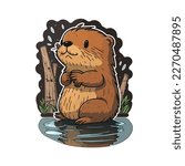 cute and adorable beaver cartoon