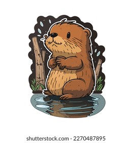 cute and adorable beaver cartoon