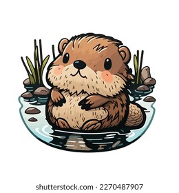 cute and adorable beaver cartoon