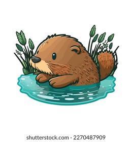cute and adorable beaver cartoon