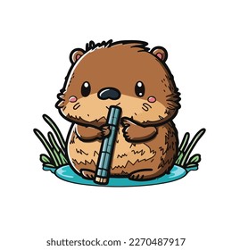 cute and adorable beaver cartoon