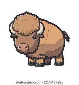 cute and adorable bison cartoon