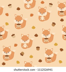 Cute adorable brown squirrel cartoon seamless pattern background wallpaper vector eps10