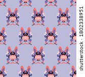 Cute adorable bunnies faces in a seamless pattern. Vector illustration