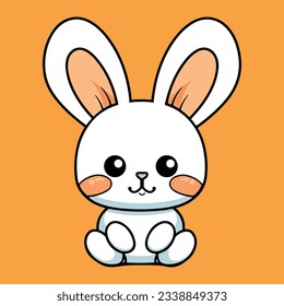 Cute adorable bunny, Pixar Kawaii Disney, sticker style, cartoon, vector color line art illustration, crisp and clean vector line