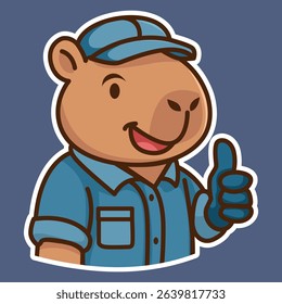 A cute adorable capybara mechanical repair illustation set design