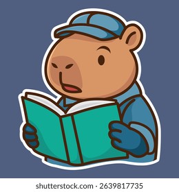 A cute adorable capybara mechanical repair illustation set design