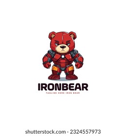 cute adorable cartoon bear turning into a red robot. iron robot bear logo mascot vector illustration